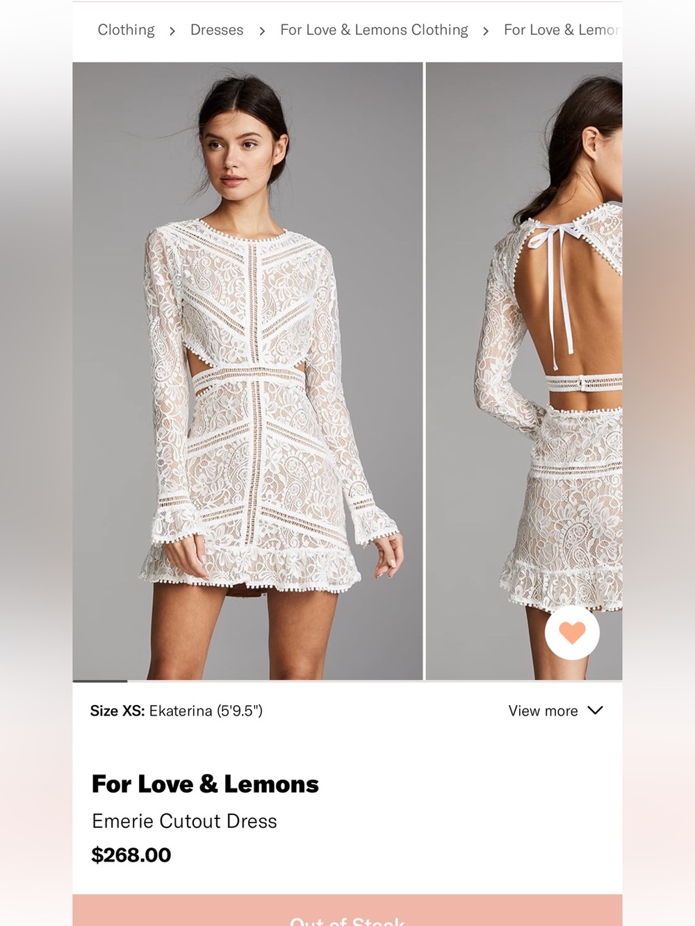 For Love And Lemons Emerie Cut out dress NWT Bride/Graduation - Picture 5 of 12